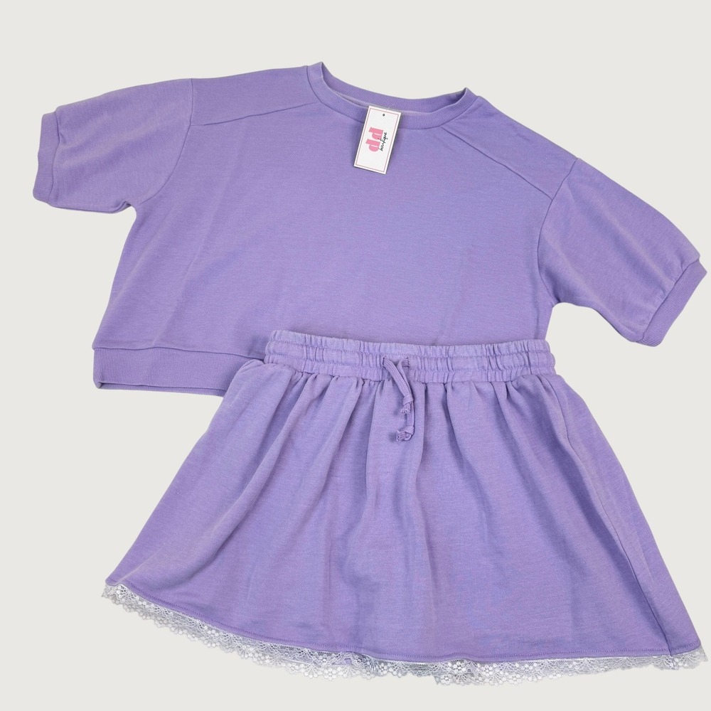 Discount Divas Skort T Shirt 2 Piece Set Womens Medium Purple Lace Trim